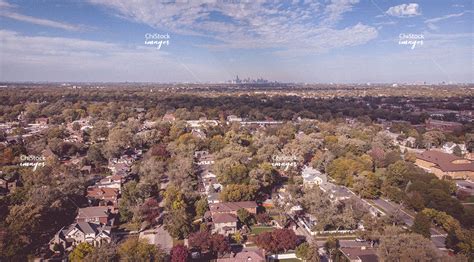 Aerial drone view above Beverly neighborhood, Chicago - chistockimages.com