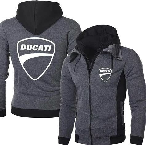 Men's Pullover Hoodies Hooded - DUCATI Print Slim Sweatshirt Patchwork ...