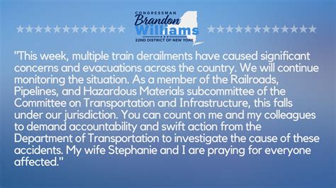 Rep. Brandon Williams Releases Statement on Recent Train Derailment ...