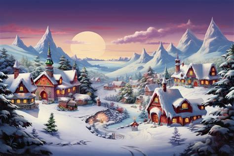 Decorated Christmas village landscape architecture | Premium Photo Illustration - rawpixel