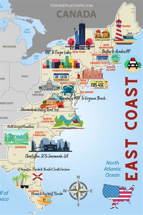 East Coast Road Map Printable