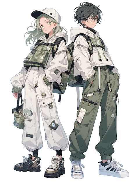 Anime characters dressed in military clothing standing next to each ...