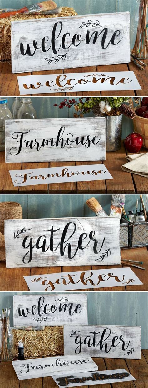 Gather, Welcome, Farmhouse Stencil Set | Large Beautiful Calligraphy ...