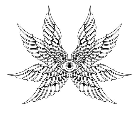 Vector Eye with angel wings tribal tattoo 25398108 Vector Art at Vecteezy