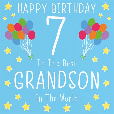 Grandson 7th Birthday Card Happy Birthday 7 to the Best | Etsy