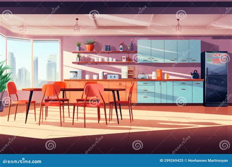 Modern Dining Room Interior. Dining Room. Kitchen. Stock Illustration ...