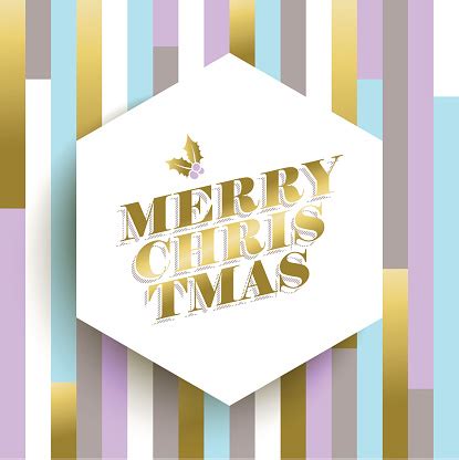 Gold Christmas Card Design On Geometric Background Stock Illustration ...