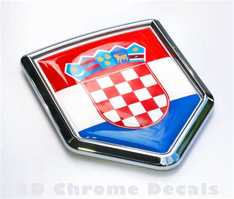 Croatia Flag Crest Croatian Emblem Chrome Car Decal Sticker - The ...