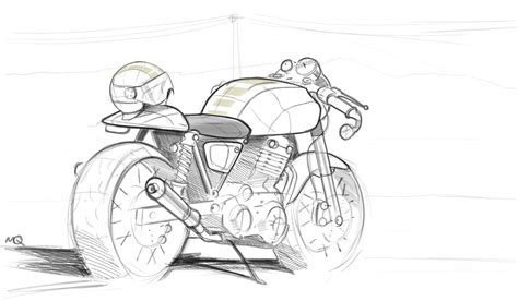 sketch of a cafe racer | Sketches, Bike sketch, Motorcycle drawing