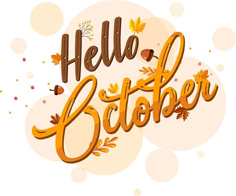 Hello October logo with ornamental autumn leaf 5058564 Vector Art at ...