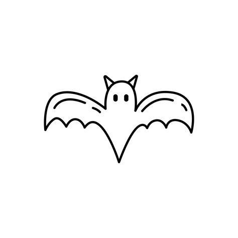 Bat halloween doodle line art. Bat cartoon character. Hand drawn ...