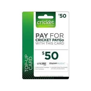 Cricket Prepaid Wireless $50.00 30 Day Refill Card