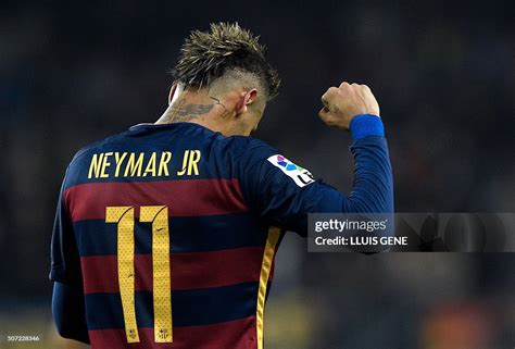 Barcelona's Brazilian forward Neymar celebrates after scoring a goal ...