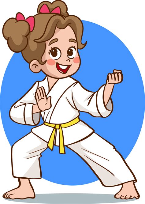 Cartoon kids training martial arts in kimono uniform. Karate or taekwondo character illustration ...