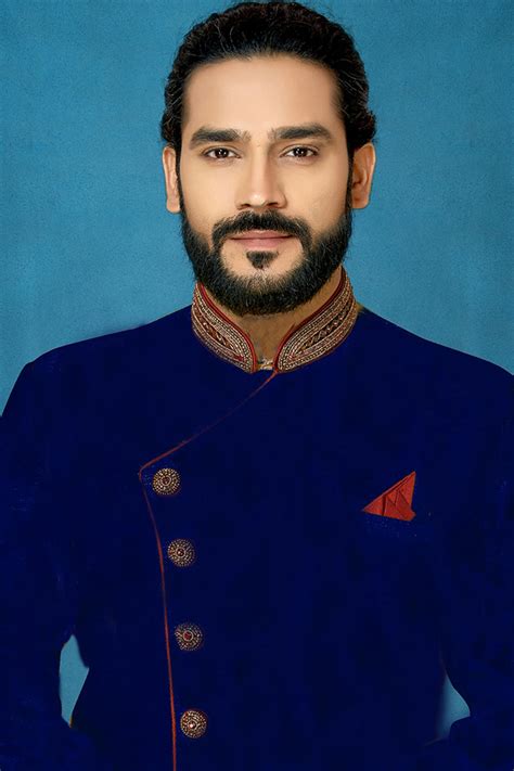 Solid Color Dupion Art Silk Sherwani in Navy Blue - Ucchal Fashion