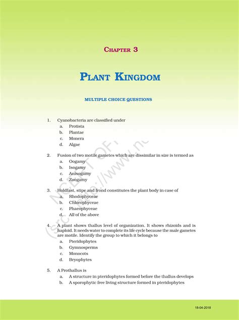 NCERT Exemplar Solution for Class 11 Biology Chapter 3 | Check out the PDF here