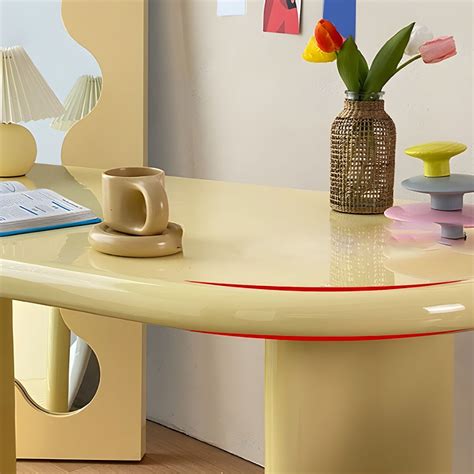 Oval Contemporary Office Desk Solid Wood Writing Desk for Home - 47.2"L ...