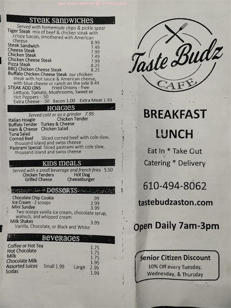 Online Menu of Taste Budz Cafe Restaurant, Aston, Pennsylvania, 19014 - Zmenu