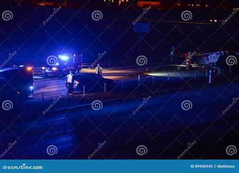 Car Accident on Road at Night Stock Image - Image of emergency, headlights: 89906945