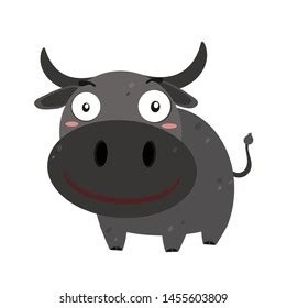 Buffalo Cartoon Vector On White Background Stock Vector (Royalty Free ...