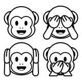 Three monkeys emoticons stock vector. Illustration of japan - 19925881