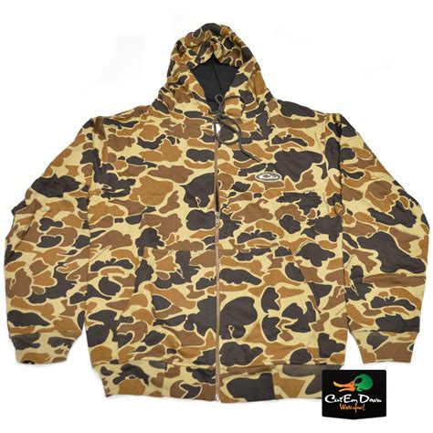 DRAKE WATERFOWL FULL ZIP HOODIE HOODED SWEATSHIRT OLD SCHOOL CAMO XL