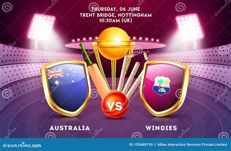 Australia Vs West Indies Cricket Match Poster Design. Stock Illustration - Illustration of ...