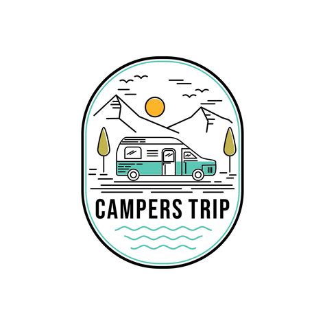 camper trailer adventure vector template. travel vehicle illustration ...