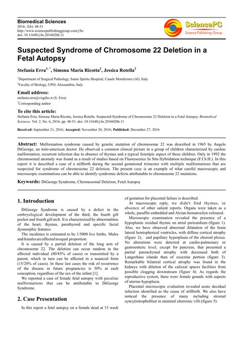 (PDF) Suspected Syndrome of Chromosome 22 Deletion in a Fetal Autopsy