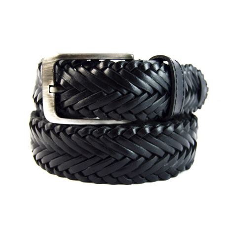 Buy Mens Woven Leather Belt - Black Calfskin - LeatherBeltsOnline