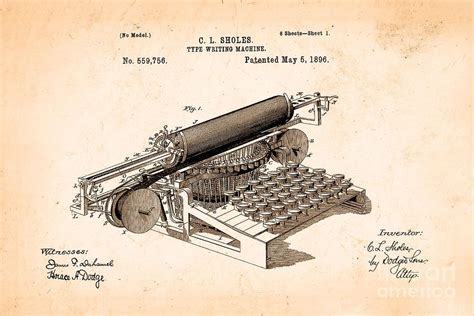 Type Writing Machine Patent From 1896 Digital art by Delphimages. Wall art, prints, posters ...