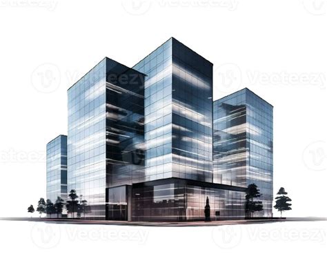 AI generated Modern Glass Office Building Architecture Isolated on transparent background ...