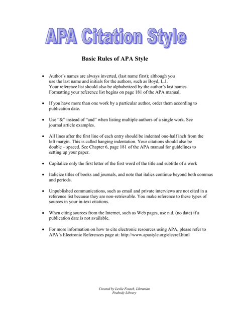 Basic Rules of APA Style