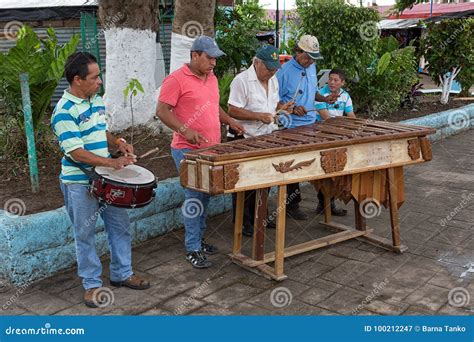 Men Playing Marimba Music on the Street of Flores Guatemala Editorial ...