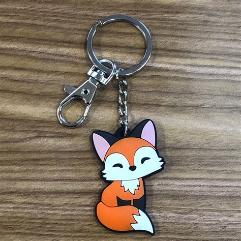 Coffee Fox Keychain Fox Keychain Cute Fox Cartoon Fox - Etsy