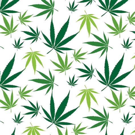 Premium Vector | Seamless pattern with green leaves cannabis on ...