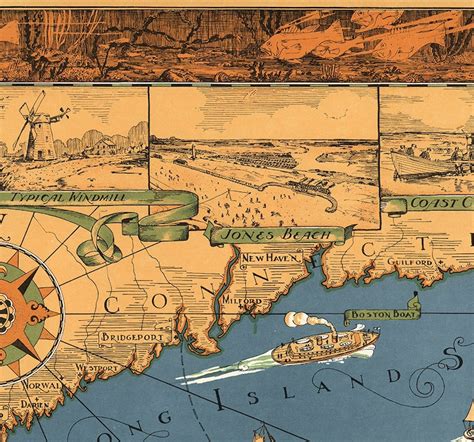 Map of Long Island Classic Pictorial Historic Map 1933. - Etsy