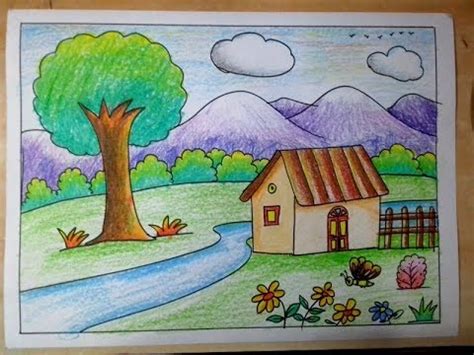 Scenery Drawing For Class 1 at PaintingValley.com | Explore collection ...