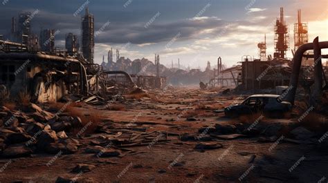 Premium AI Image | PostApocalyptic Wastelands game background