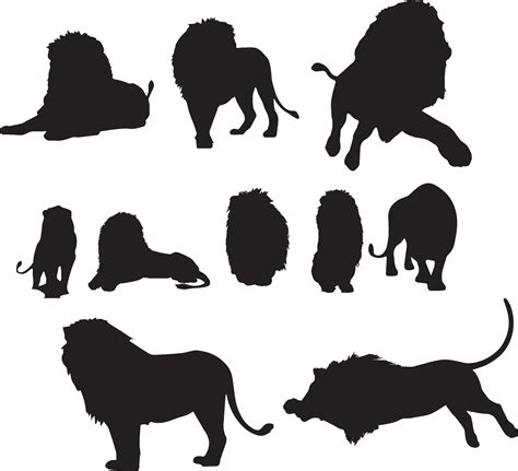 set of lion silhouette vector 35299527 Vector Art at Vecteezy