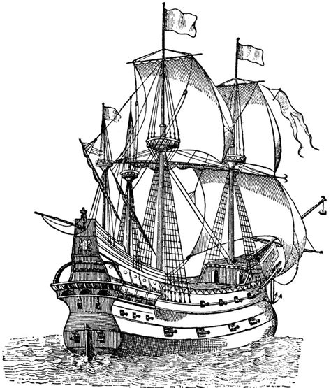 Galleon | ClipArt ETC | Boat drawing, Ship drawing, Sailing ships