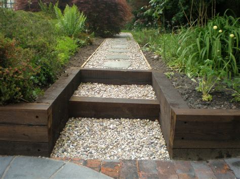 Sleepers in garden | Sloped garden, Garden stairs, Sleepers in garden