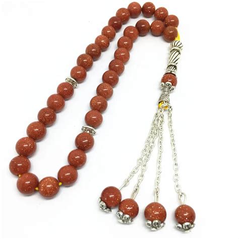 33 Beads 8mm Natural Stone Muslim Prayer Beads Islamic Tasbih Allah Prayer Rosary Tesbih Islam ...