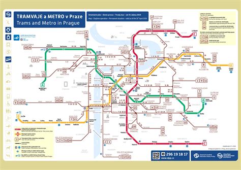 Map of Prague metro: metro lines and metro stations of Prague