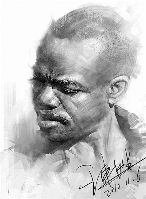 African-American black man digital portrait drawing, 2010. | Portrait drawing, Portrait painting ...