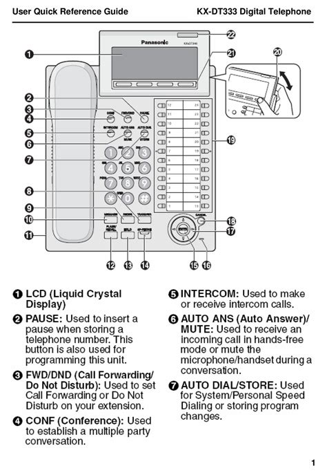 PANASONIC KX-DT333 USER QUICK REFERENCE MANUAL Pdf Download | ManualsLib