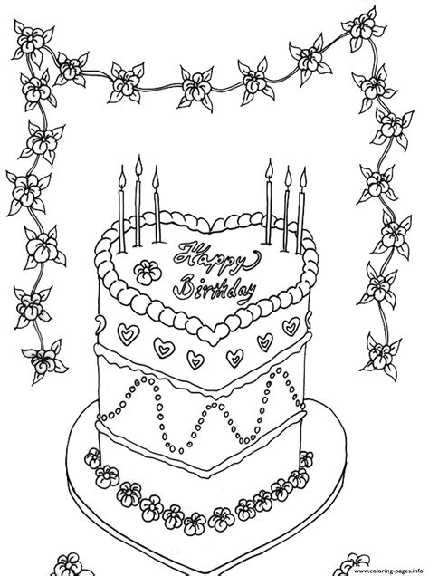 Love Birthday Cake A764 Coloring page Printable