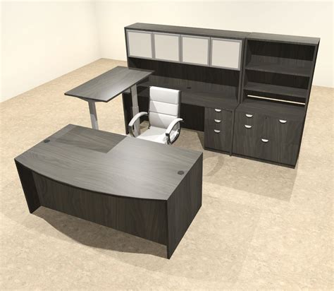 7PC U Shape Modern Executive Office Desk w/Height Adjustable Desk, OT-SUL-UH64 - H2O Furniture