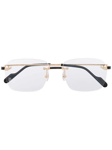 Cartier Rimless Square-frame Glasses In Gold | ModeSens