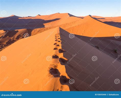 Sunrise at Dune 45 in Namib Desert, Namibia. Stock Photo - Image of desert, sand: 93693446